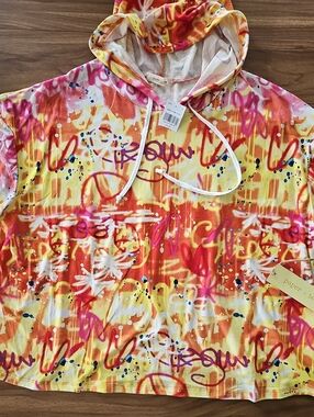 Paper Tee Yellow, Orange & Pink Graffiti Hooded Tee